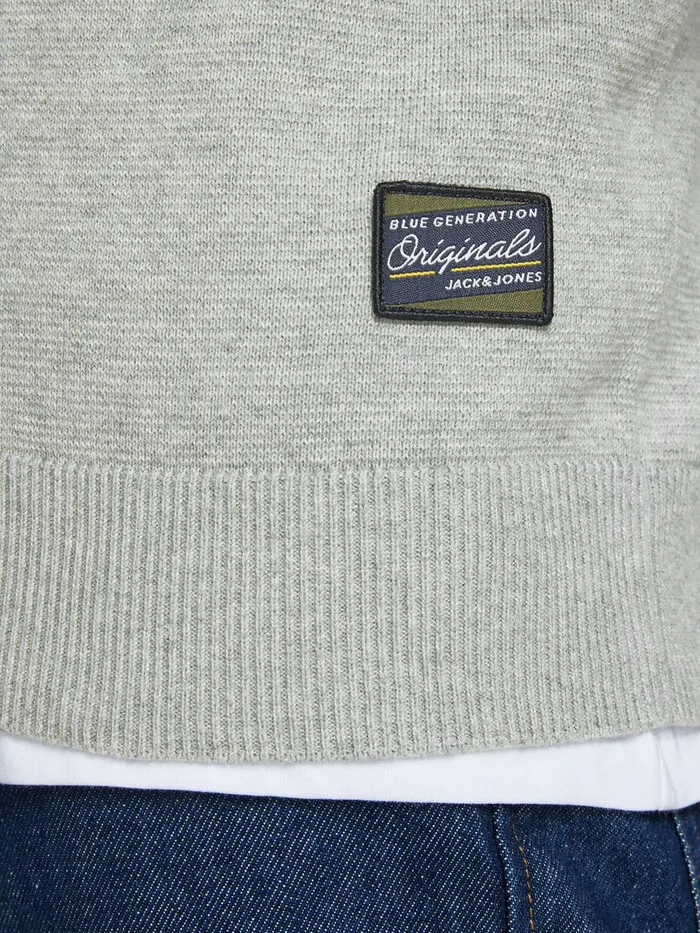 Knitwear JACK and JONES Mens HIGH NECK KNITTED PULLOVER Grey Light Grey Melange Near Me