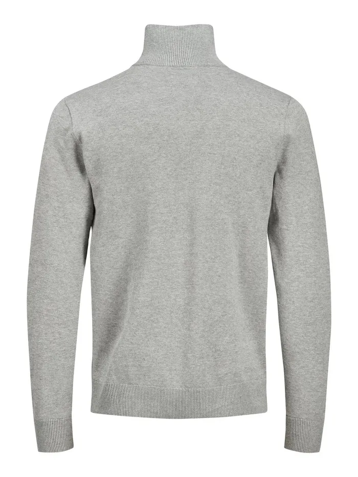 Knitwear JACK and JONES Mens HIGH NECK KNITTED PULLOVER Grey Light Grey Melange Near Me