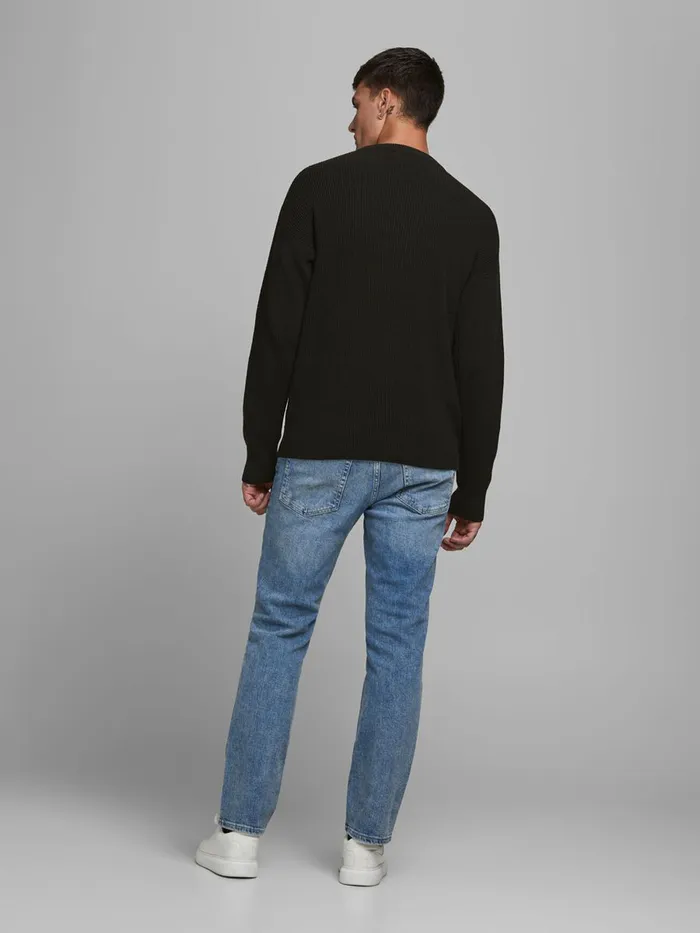 Knitwear JACK and JONES Mens KNITTED KNITTED PULLOVER Black Black Cheap On Sale