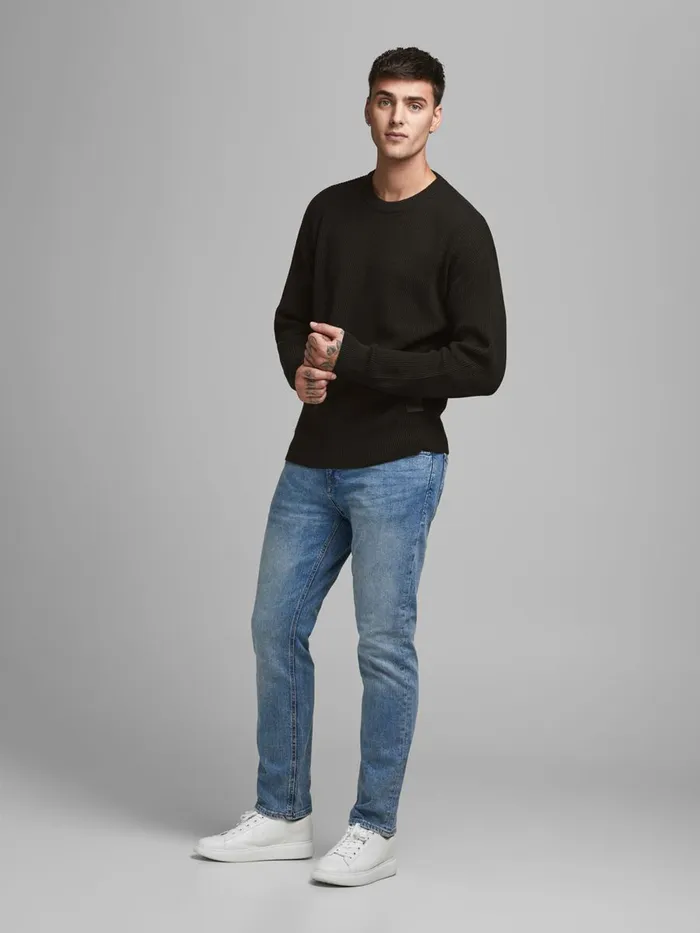 Knitwear JACK and JONES Mens KNITTED KNITTED PULLOVER Black Black Cheap On Sale