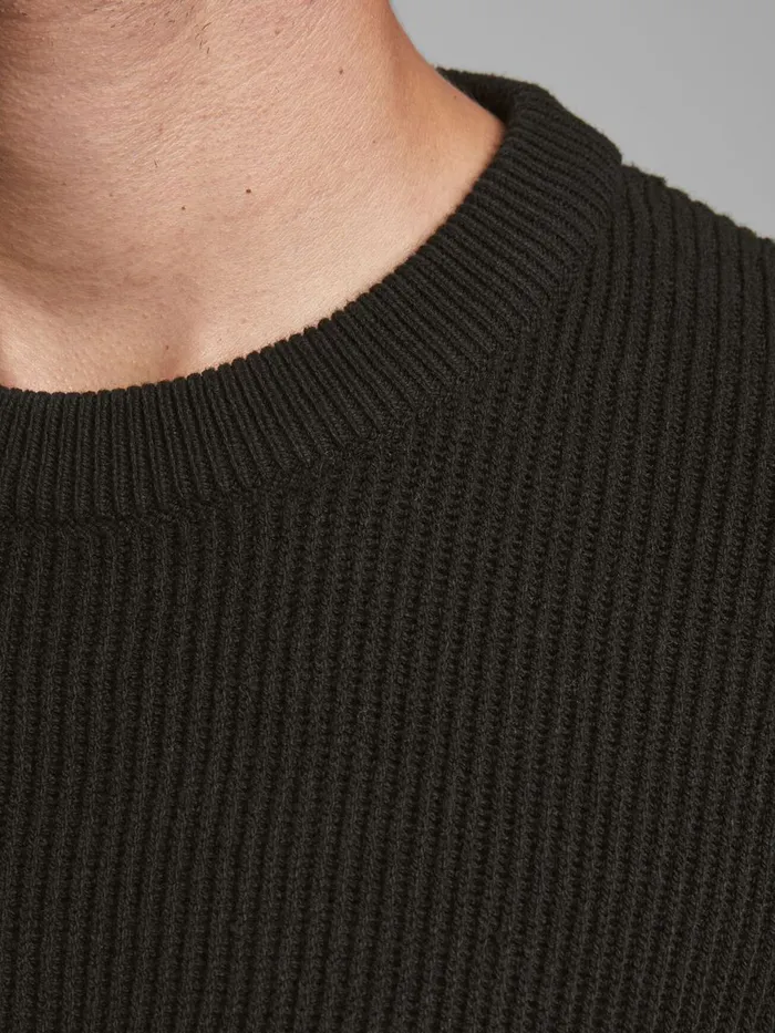 Knitwear JACK and JONES Mens KNITTED KNITTED PULLOVER Black Black Cheap On Sale