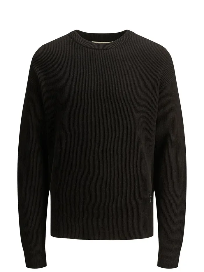 Knitwear JACK and JONES Mens KNITTED KNITTED PULLOVER Black Black Cheap On Sale