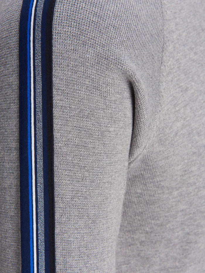 Knitwear JACK and JONES Mens SIDE STRIPE KNITTED PULLOVER Grey Alloy Gift for Friend