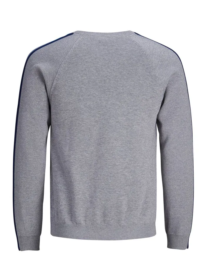 Knitwear JACK and JONES Mens SIDE STRIPE KNITTED PULLOVER Grey Alloy Gift for Friend