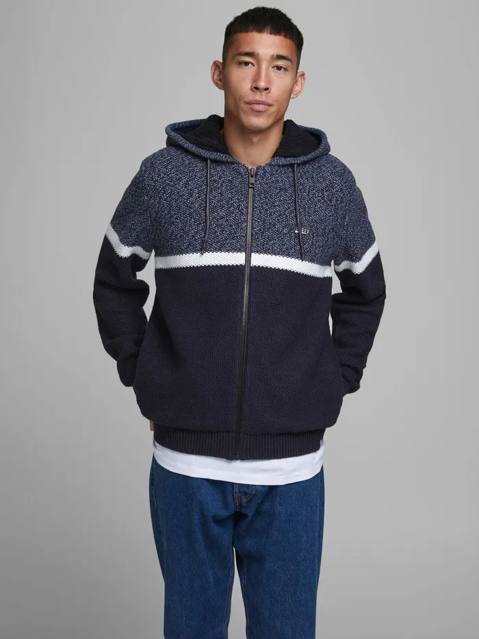 Knitwear JACK and JONES Mens TEDDYLINED ZIP HOODIE Blue Blue Heaven Gift 4 You Knitwear JACK and JONES Mens TEDDYLINED ZIP HOODIE Blue Blue Heaven Gift 4 You