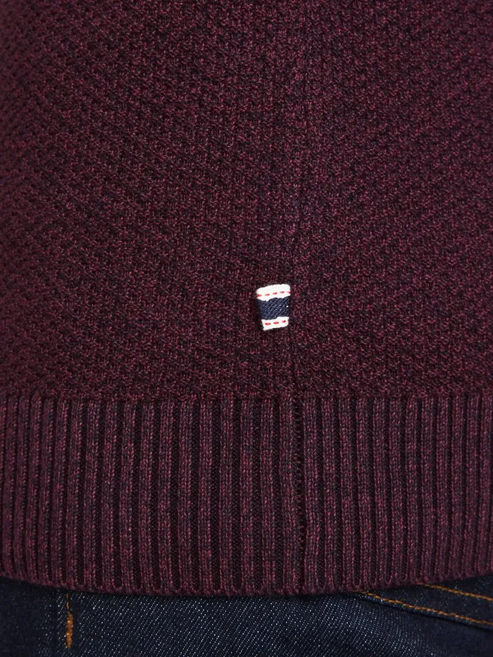 Knitwear JACK and JONES Mens TEXTURED CREW NECK KNITTED PULLOVER Red Port Royale Casaul