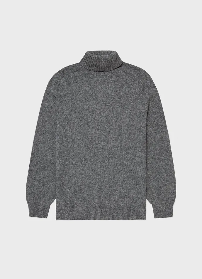 Knitwear Men ussunspel Lambswool Roll Neck Mid Grey Melange