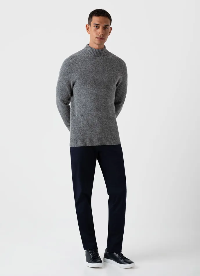 Knitwear Men ussunspel Lambswool Roll Neck Mid Grey Melange Knitwear Men ussunspel Lambswool Roll Neck Mid Grey Melange