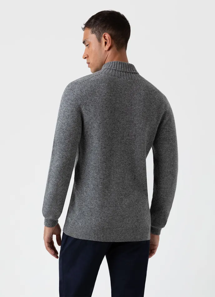 Knitwear Men ussunspel Lambswool Roll Neck Mid Grey Melange Knitwear Men ussunspel Lambswool Roll Neck Mid Grey Melange