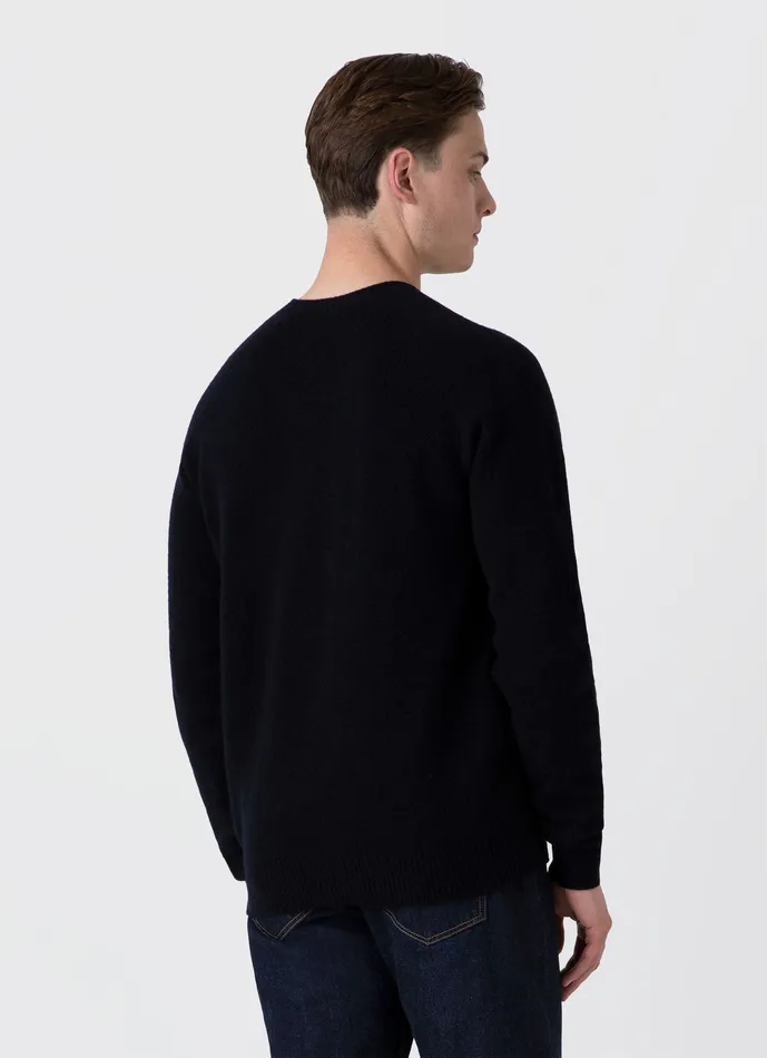 Knitwear ussunspel Men Lambswool Crew Neck Jumper Dark Navy Mouline Knitwear ussunspel Men Lambswool Crew Neck Jumper Dark Navy Mouline