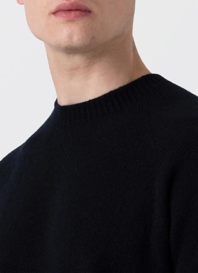 Knitwear ussunspel Men Lambswool Crew Neck Jumper Dark Navy Mouline Knitwear ussunspel Men Lambswool Crew Neck Jumper Dark Navy Mouline