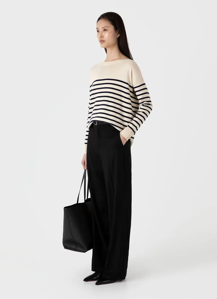 Knitwear ussunspel Women Breton Stripe Jumper EcruNavy Breton Stripe Knitwear ussunspel Women Breton Stripe Jumper EcruNavy Breton Stripe