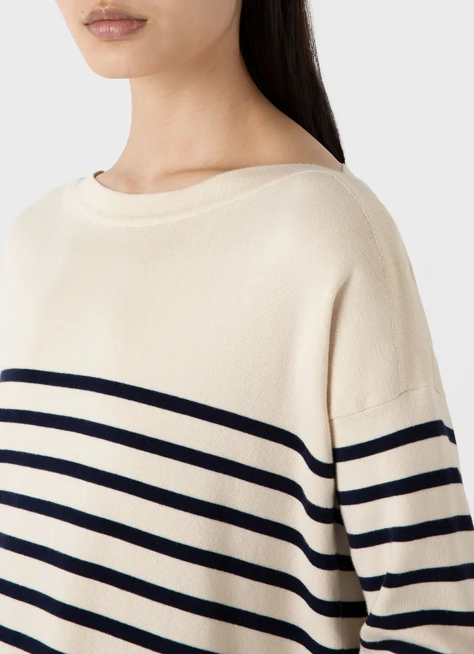 Knitwear ussunspel Women Breton Stripe Jumper EcruNavy Breton Stripe Knitwear ussunspel Women Breton Stripe Jumper EcruNavy Breton Stripe