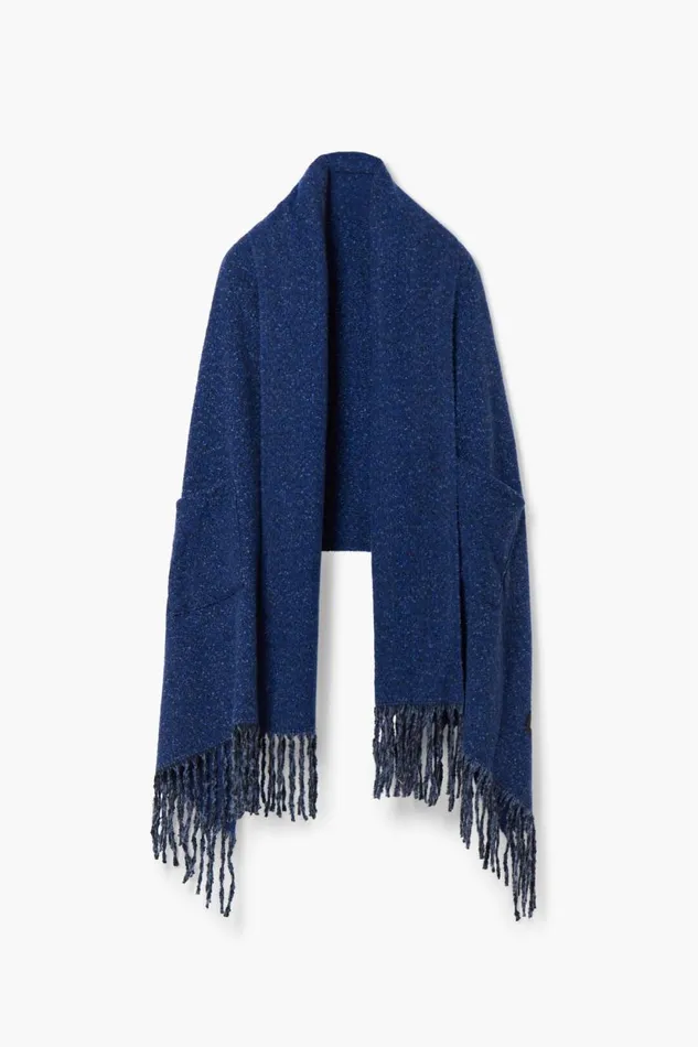 Knitwear Women Desigual Long Twotone Scarf Blue
