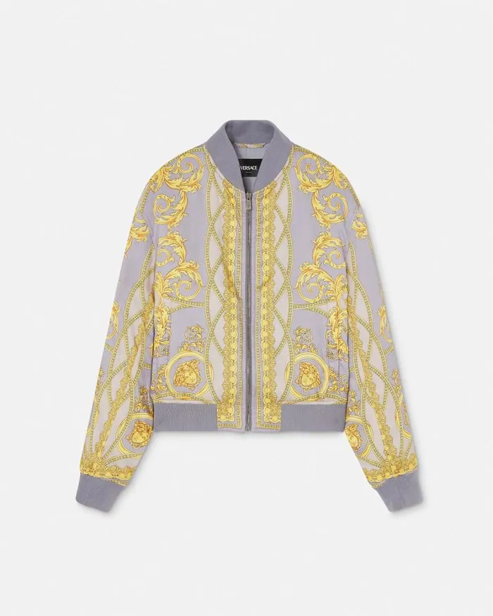 La Coupe Des Dieux Bomber Jacket Grayprint Men Versace Jackets and Coats