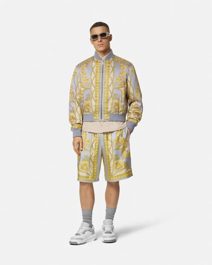 La Coupe Des Dieux Bomber Jacket Grayprint Men Versace Jackets and Coats