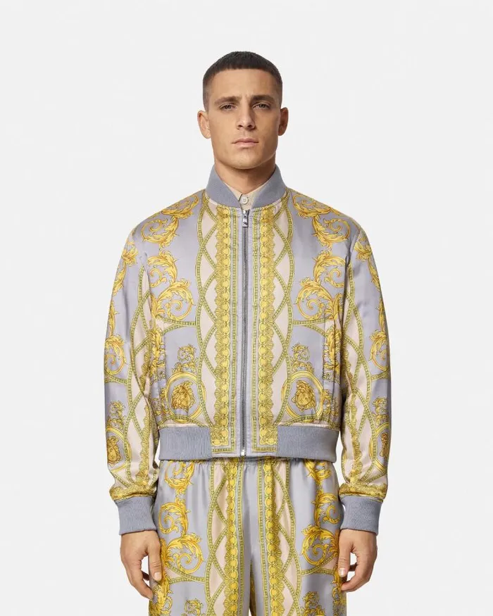 La Coupe Des Dieux Bomber Jacket Grayprint Men Versace Jackets and Coats