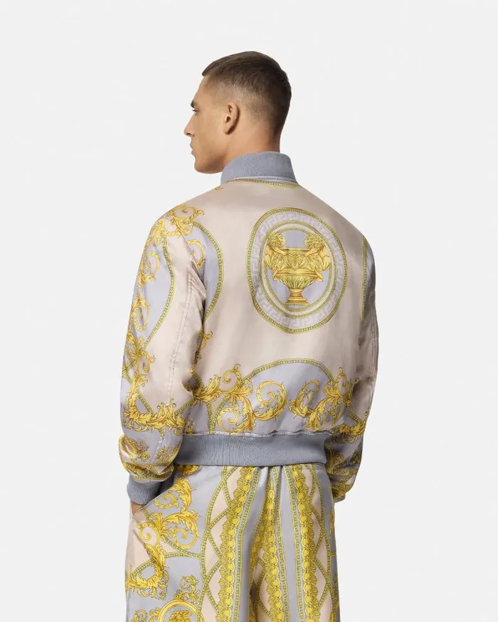 La Coupe Des Dieux Bomber Jacket Grayprint Men Versace Jackets and Coats