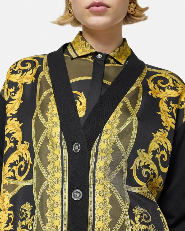 La Coupe Des Dieux Oversized Cardigan Black Women Versace Knitwear