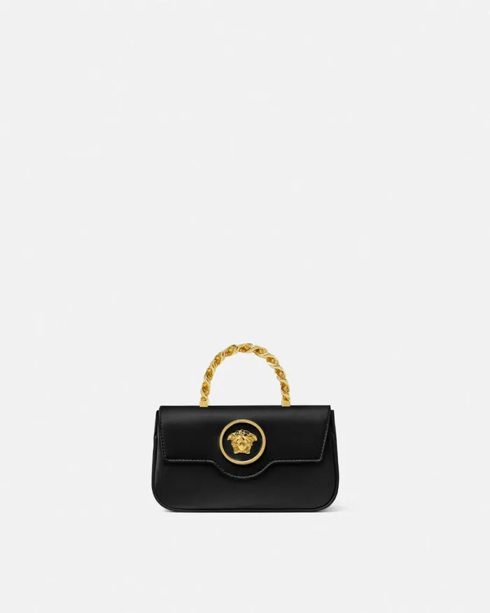 La Medusa Satin Mini Bag Blackgold Women Versace Top Handle