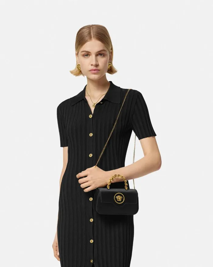 La Medusa Satin Mini Bag Blackgold Women Versace Top Handle