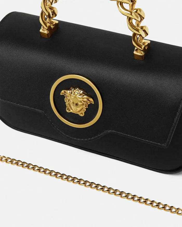 La Medusa Satin Mini Bag Blackgold Women Versace Top Handle