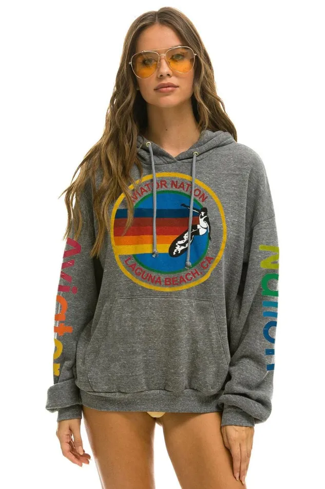 Laguna Beach Relaxed Pullover Hoodie 8211 Heather Grey WomenMen Aviator Nation Hoodies