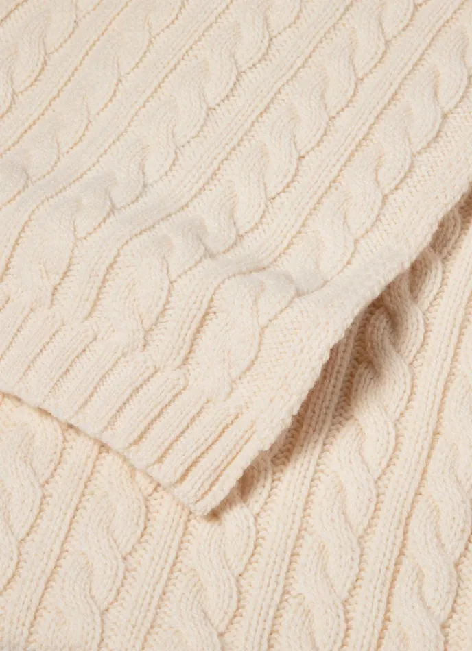 Lambswool Cable Scarf Ecru MenWomen SUNSPEL Hats Scarves and Gloves