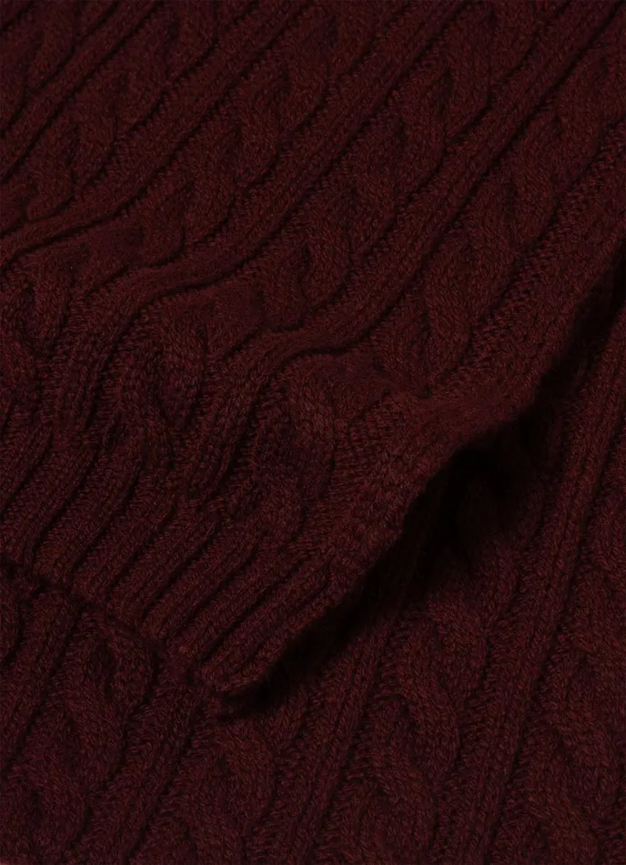 Lambswool Cable Scarf Maroon MenWomen SUNSPEL Hats Scarves and Gloves