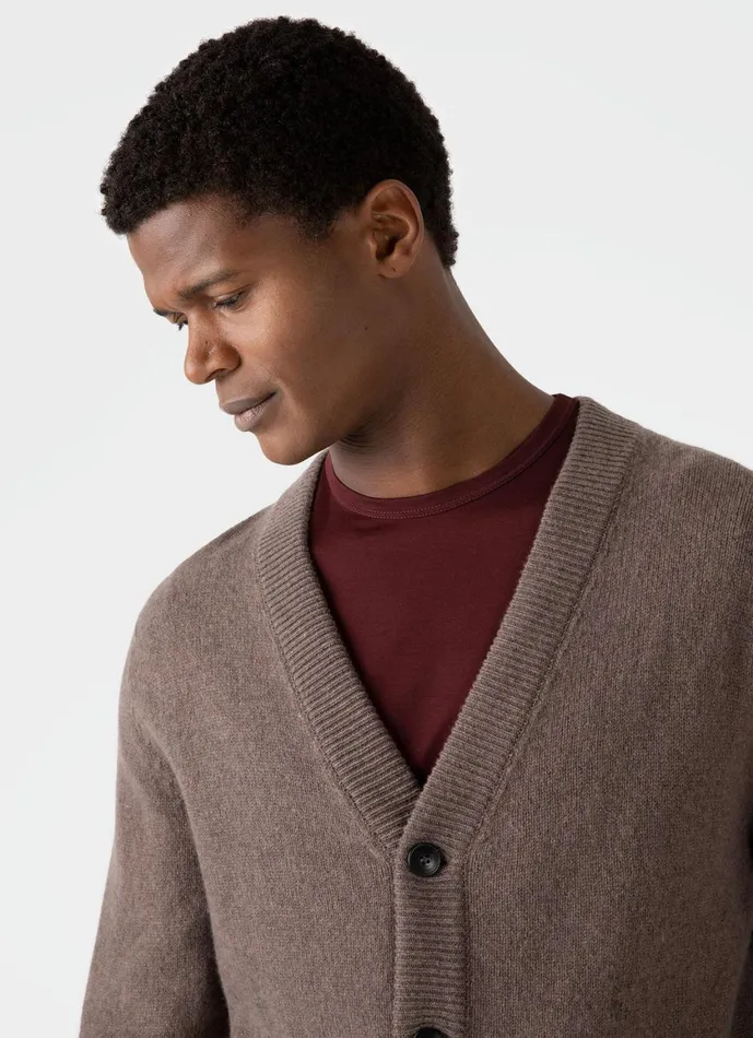 Lambswool Cardigan Cedar Men SUNSPEL Knitwear