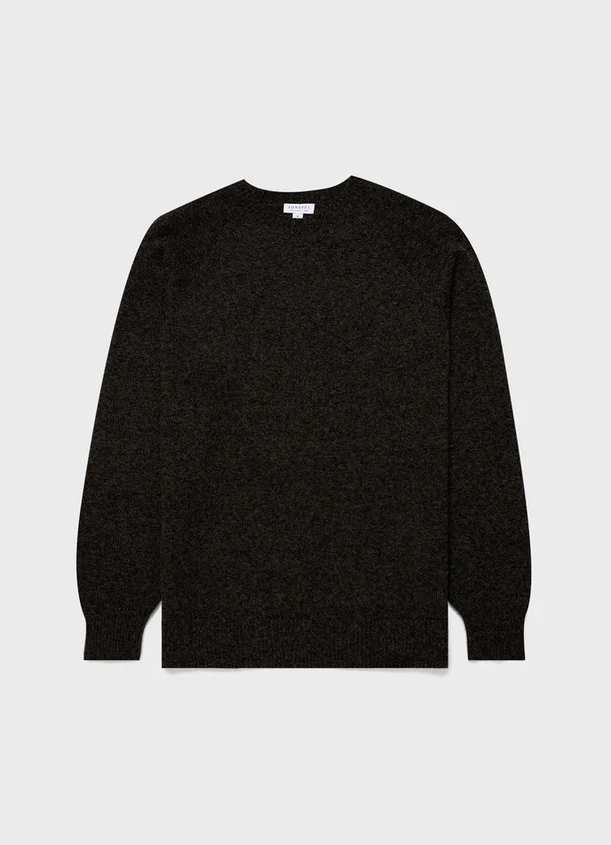 Lambswool Crew Neck Jumper Khaki Twist Knitwear ussunspel Men