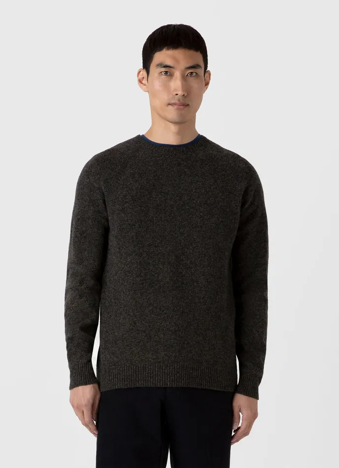 Lambswool Crew Neck Jumper Khaki Twist Knitwear ussunspel Men Lambswool Crew Neck Jumper Khaki Twist Knitwear ussunspel Men