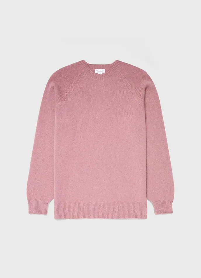 Lambswool Crew Neck Jumper Vintage Pink Men SUNSPEL Knitwear