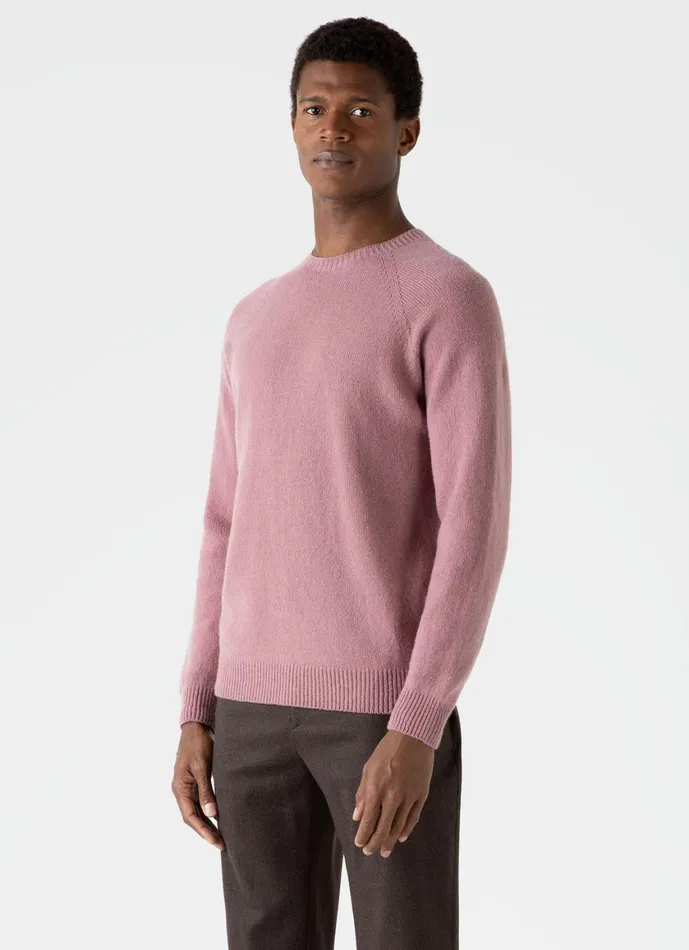 Lambswool Crew Neck Jumper Vintage Pink Men SUNSPEL Knitwear