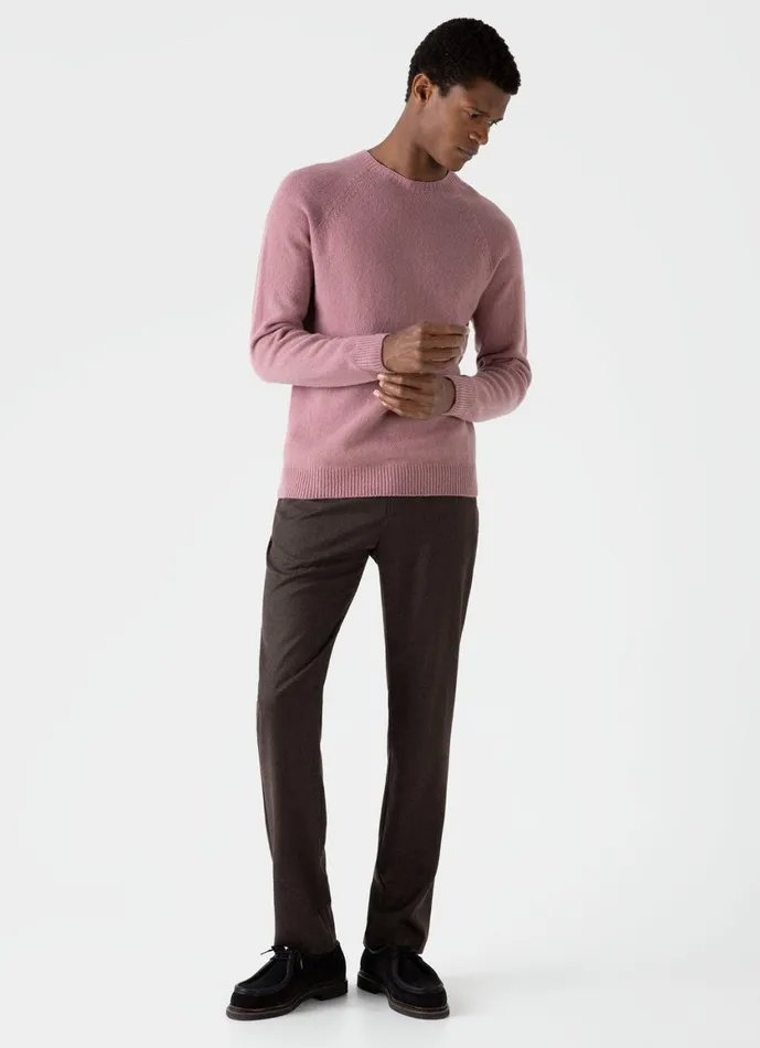 Lambswool Crew Neck Jumper Vintage Pink Men SUNSPEL Knitwear