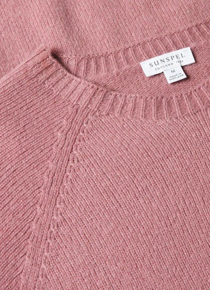 Lambswool Crew Neck Jumper Vintage Pink Men SUNSPEL Knitwear
