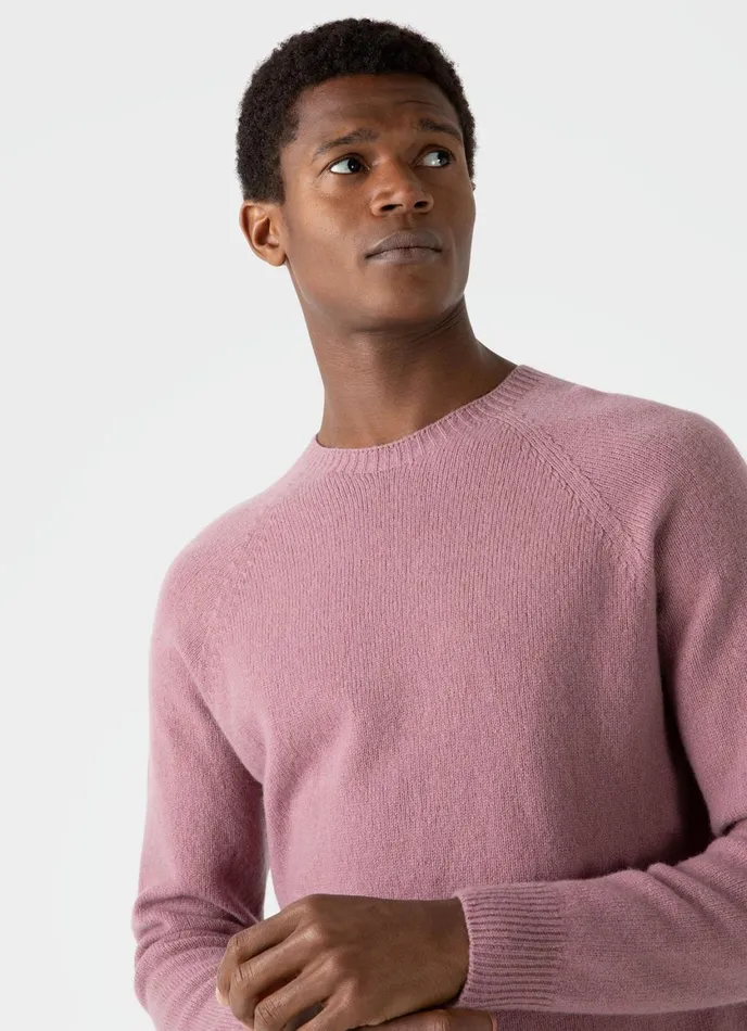 Lambswool Crew Neck Jumper Vintage Pink Men SUNSPEL Knitwear
