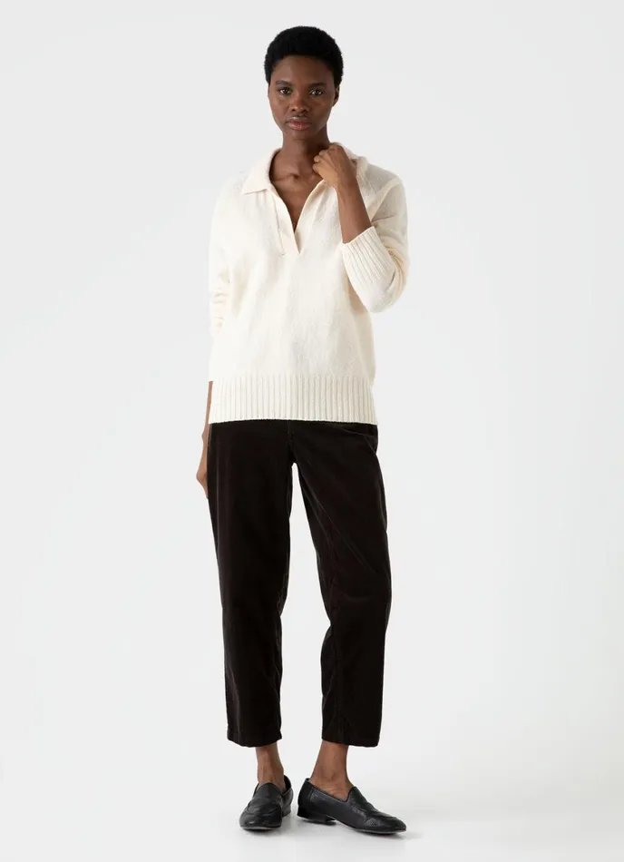 Lambswool Polo Jumper Ecru Women SUNSPEL Knitwear