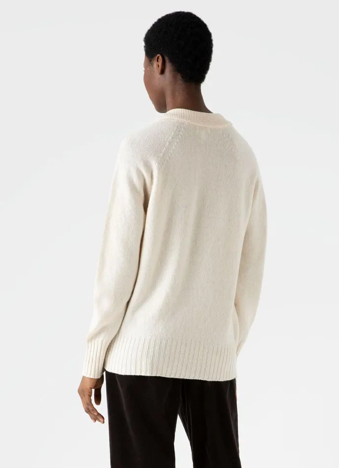 Lambswool Polo Jumper Ecru Women SUNSPEL Knitwear