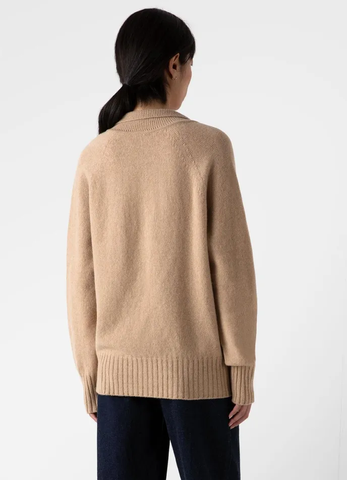 Lambswool Polo Jumper Light Camel Women SUNSPEL Knitwear