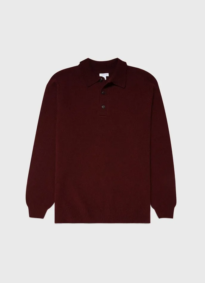 Lambswool Polo Shirt Maroon Men SUNSPEL Polo Shirts