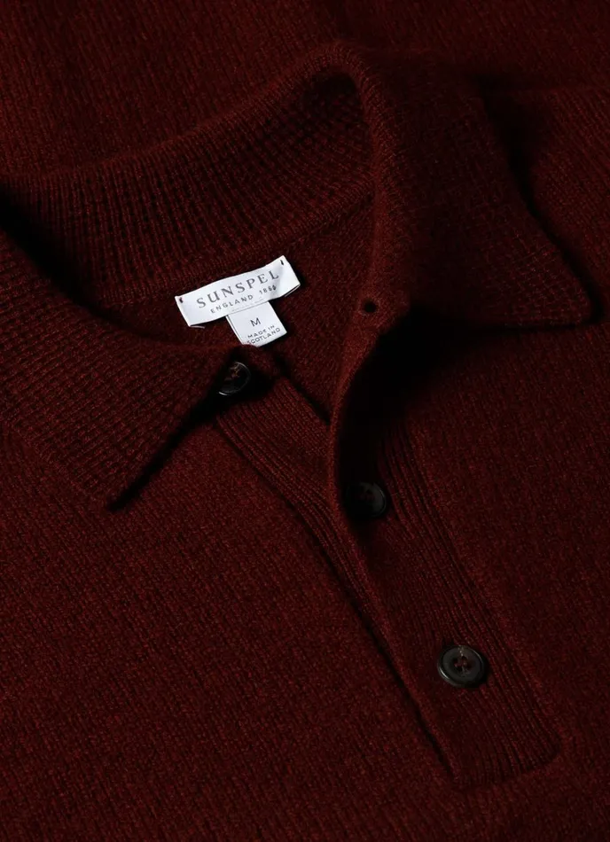 Lambswool Polo Shirt Maroon Men SUNSPEL Polo Shirts