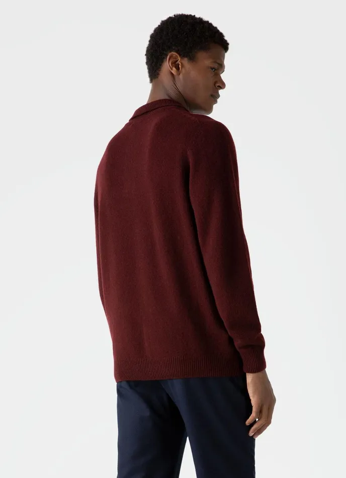 Lambswool Polo Shirt Maroon Men SUNSPEL Polo Shirts