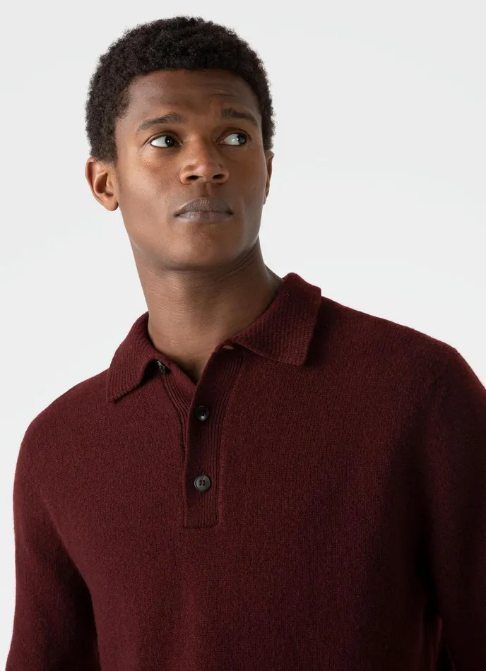 Lambswool Polo Shirt Maroon Men SUNSPEL Polo Shirts