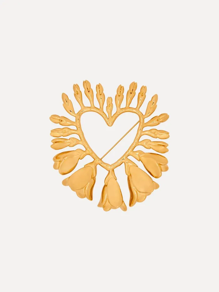 Large Wisteria Heart Brooch Gold Women Oscar De La Renta Brooches and Hair Accessories Large Wisteria Heart Brooch Gold Women Oscar De La Renta Brooches and Hair Accessories