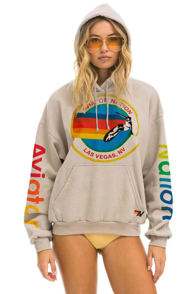 Las Vegas Relaxed Pullover Hoodie 8211 Sand WomenMen Aviator Nation Hoodies