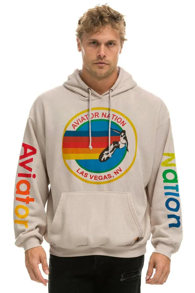 Las Vegas Relaxed Pullover Hoodie 8211 Sand WomenMen Aviator Nation Hoodies