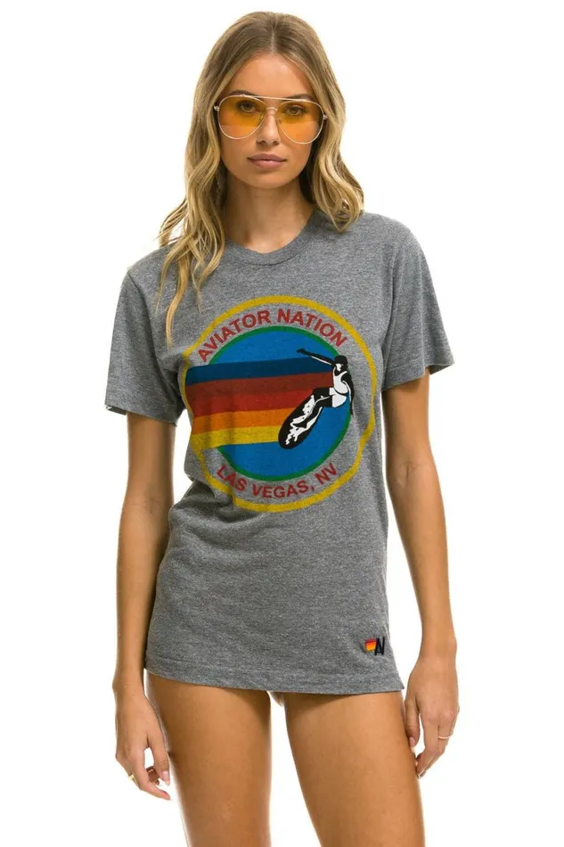 Las Vegas Tee 8211 Heather Grey WomenMen Aviator Nation Tees