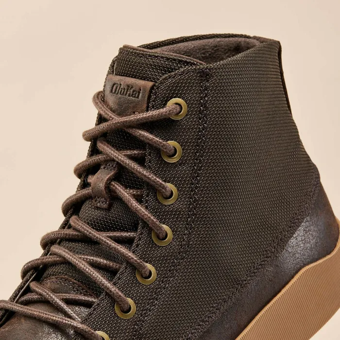 Leather Men Olukai Mlina Waterproof Leather Boots 8211 Dark Wood