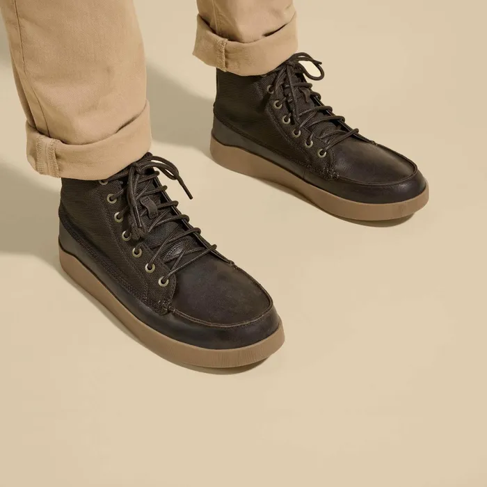 Leather Men Olukai Mlina Waterproof Leather Boots 8211 Dark Wood